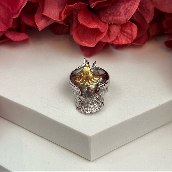 Boho Tribal Gold and Silver Eagle Ring Cuff - Picture 8 of 11